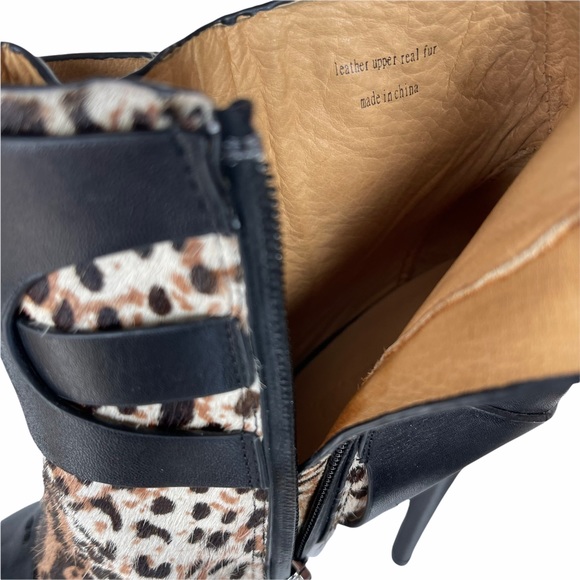 L.A.M.B. Dorrie Animal Print Real Fur Peep Toe High Heeled Booties Size 5.5 - Picture 11 of 12